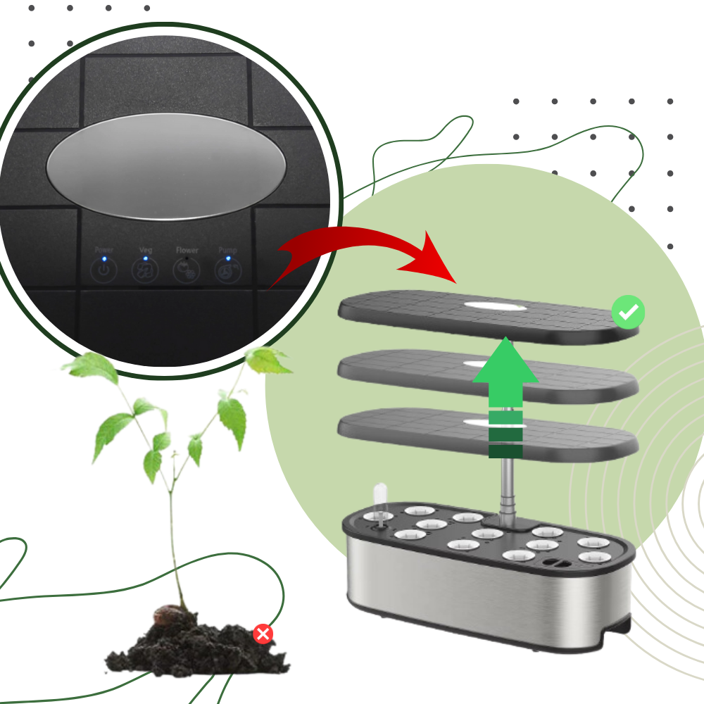 Jardin hydroponique avec 12 capsules de plantes - Ozerty