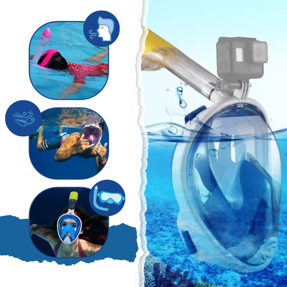 Masque de plongée avec tuba à vue panoramique à 180° - Ozerty