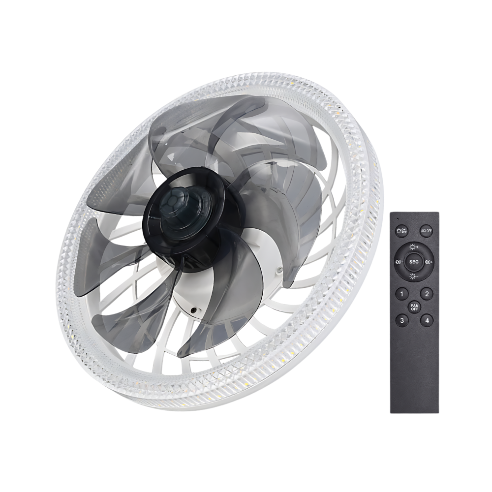 Ventilateur de plafond avec lampe intégrée et télécommande -Noir - Ozerty