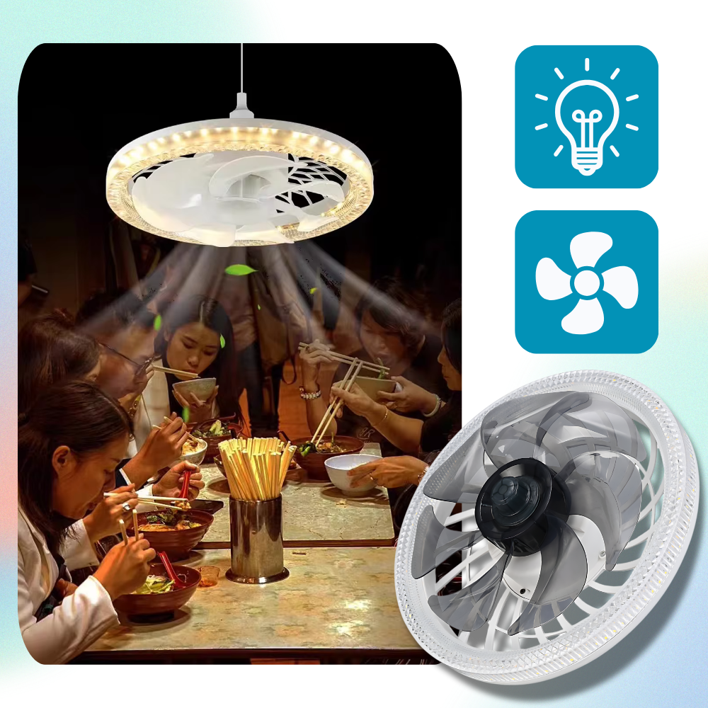Ventilateur de plafond avec lampe intégrée et télécommande - Ozerty