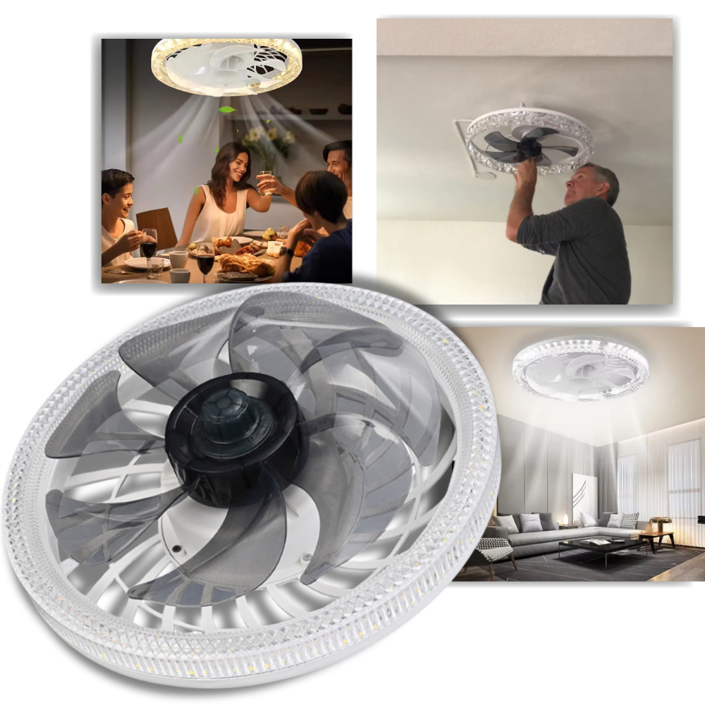 Ventilateur de plafond avec lampe intégrée et télécommande - Ozerty