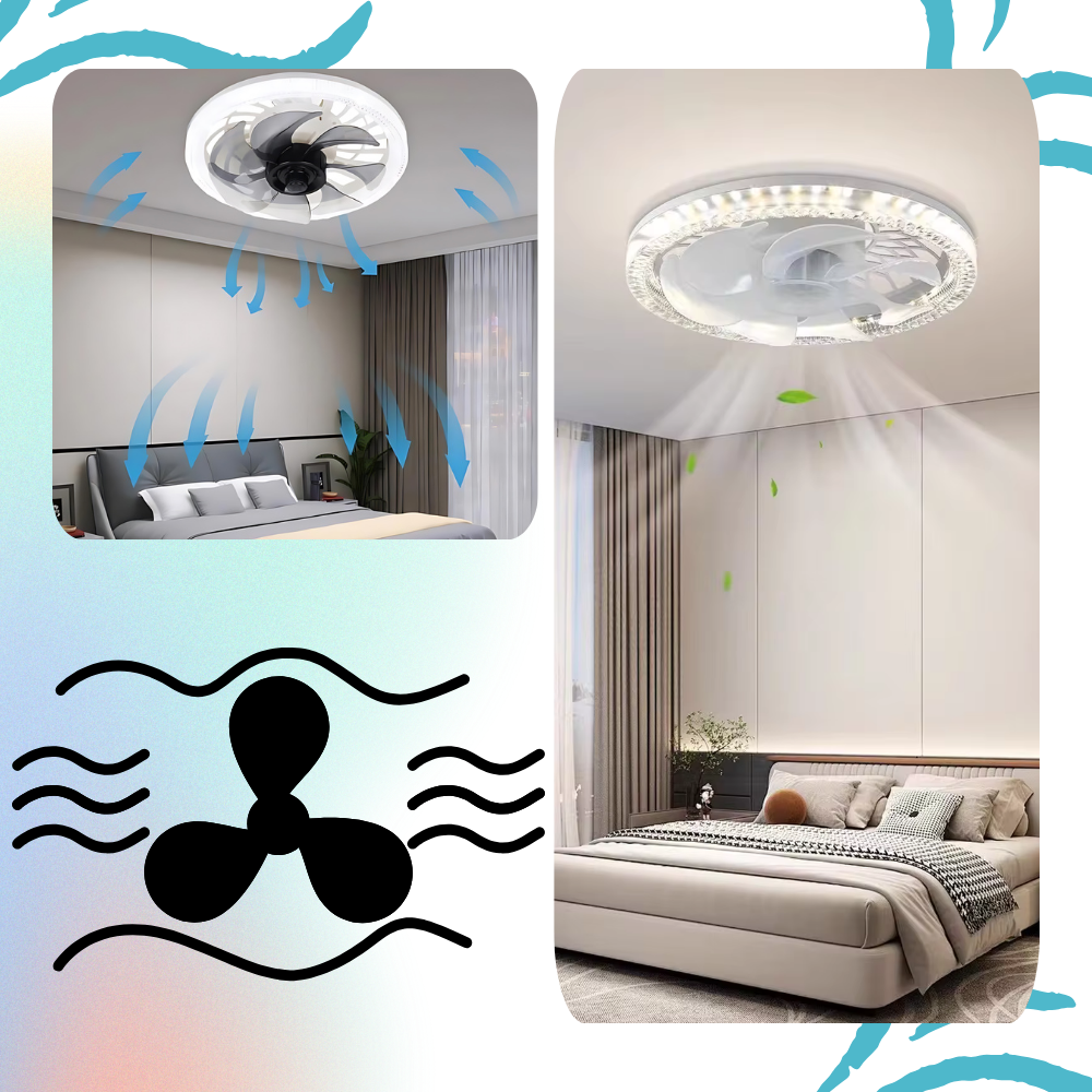 Ventilateur de plafond avec lampe intégrée et télécommande - Ozerty