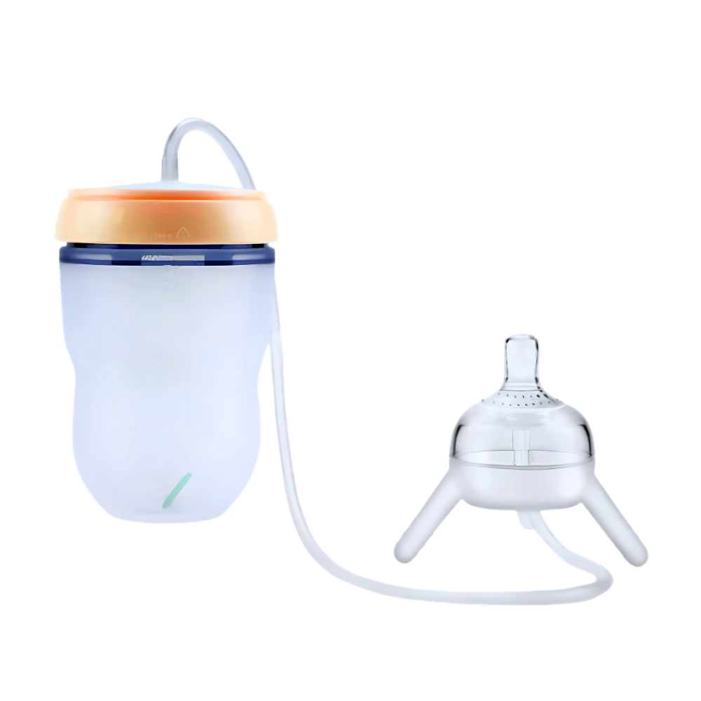 Biberon auto-alimenté avec valve anti-colique -Orange - Ozerty