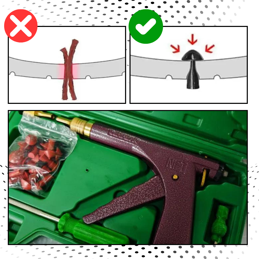 Kit de réparation automatique et universel de crevaisons de pneus - Ozerty