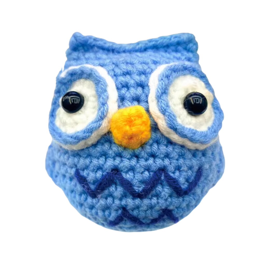 Kits de Crochet Créatifs d'Animaux pour débutants -Hibou bleu - Ozerty