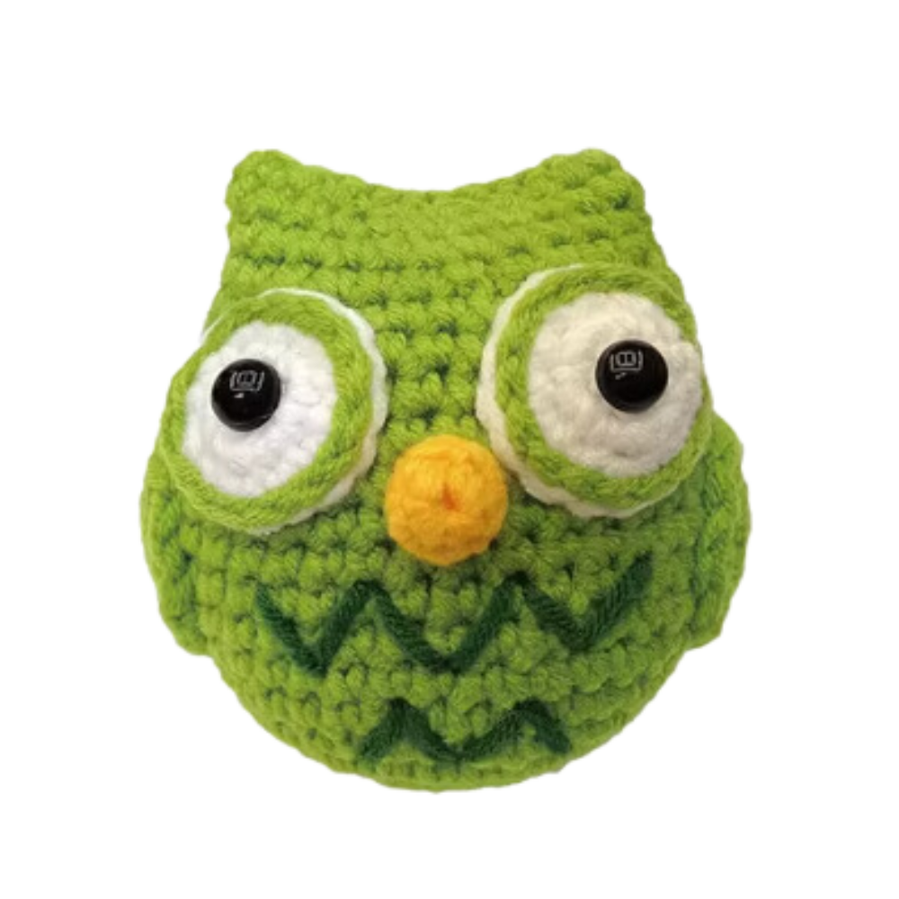 Kits de Crochet Créatifs d'Animaux pour débutants -Hibou vert - Ozerty