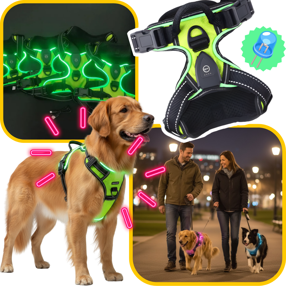 Harnais pour chien avec lumière LED clignotante - Ozerty