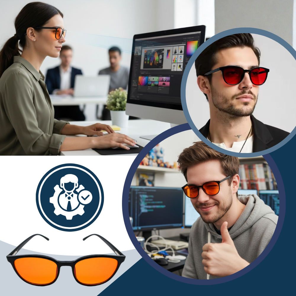 Lunettes rouges anti-fatigue à filtre bleu - Ozerty