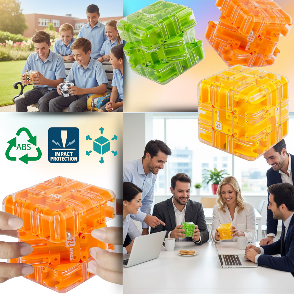 Cube labyrinthe Brain Builder puzzle 3D à bille - Ozerty