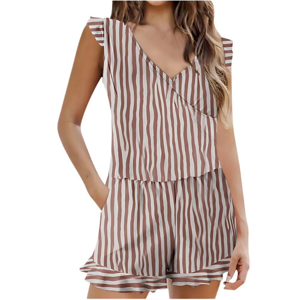 Robe de bain avec soutien-gorge intégré -Rayures - Ozerty