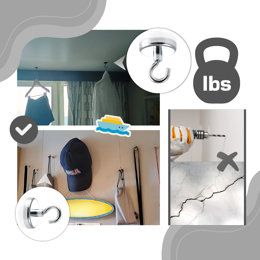 Crochets magnétiques pour cabine de croisière - Ozerty