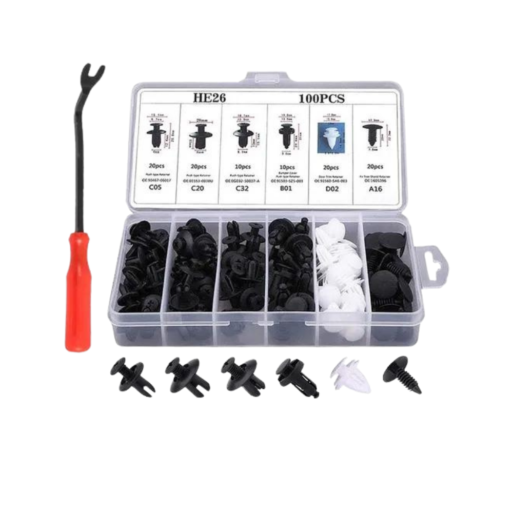 Kit de clips pour panneau de porte de voiture
 -Jeu de 100 pièces avec outil - Ozerty