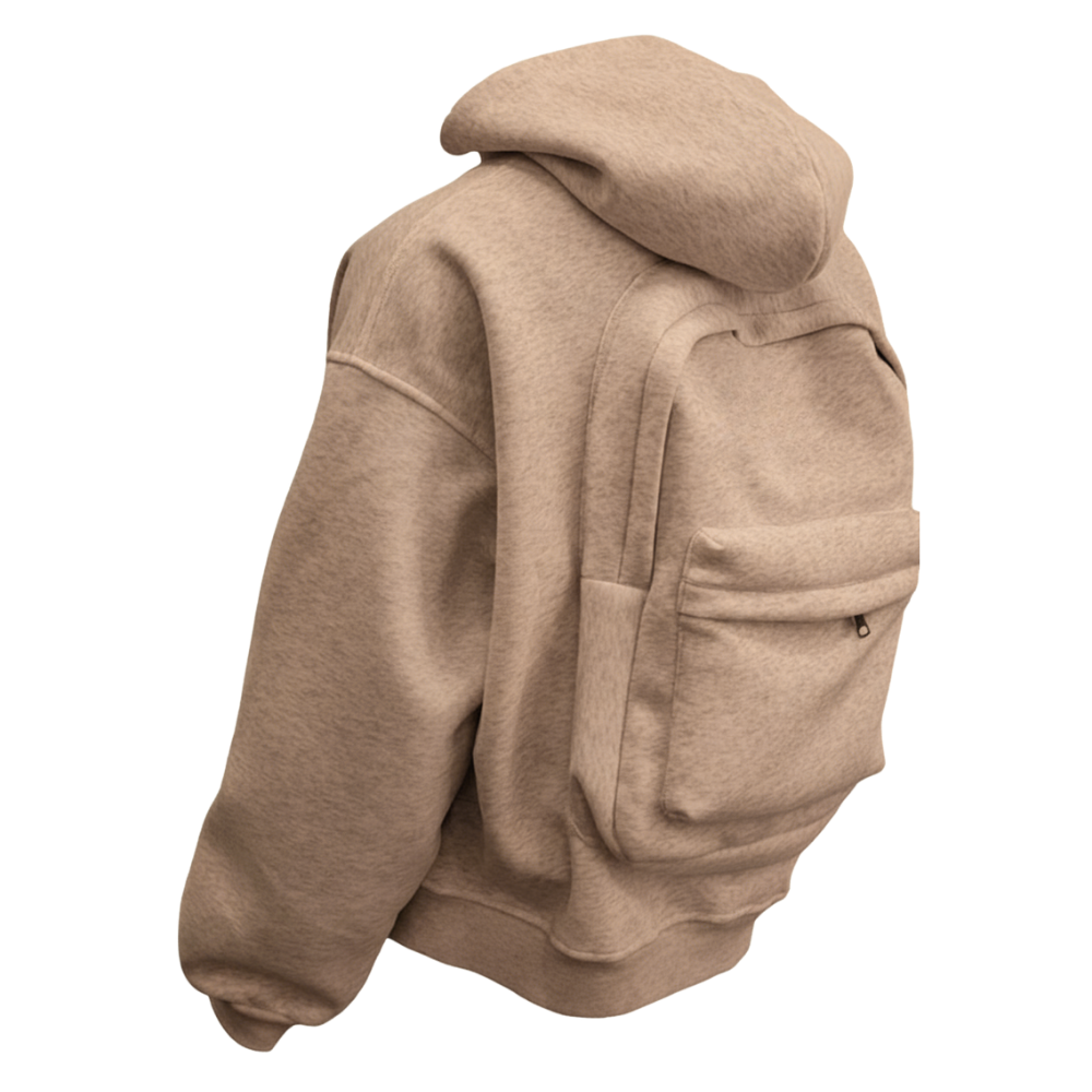 Sweat à capuche avec sac à dos intégré -Beige - Ozerty