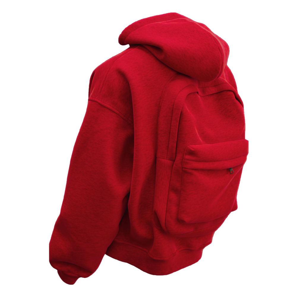 Sweat à capuche avec sac à dos intégré -Rouge - Ozerty