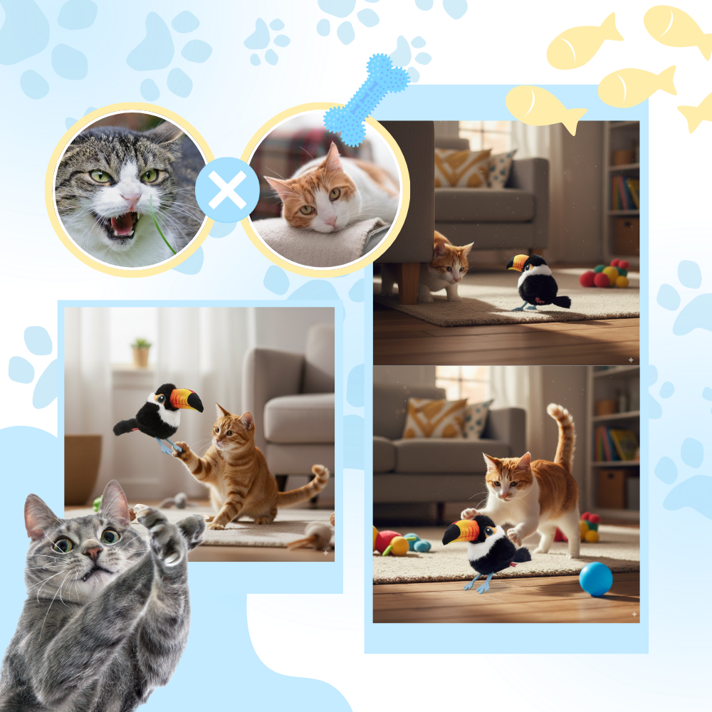Jouet interactif oiseau pour chat - Ozerty