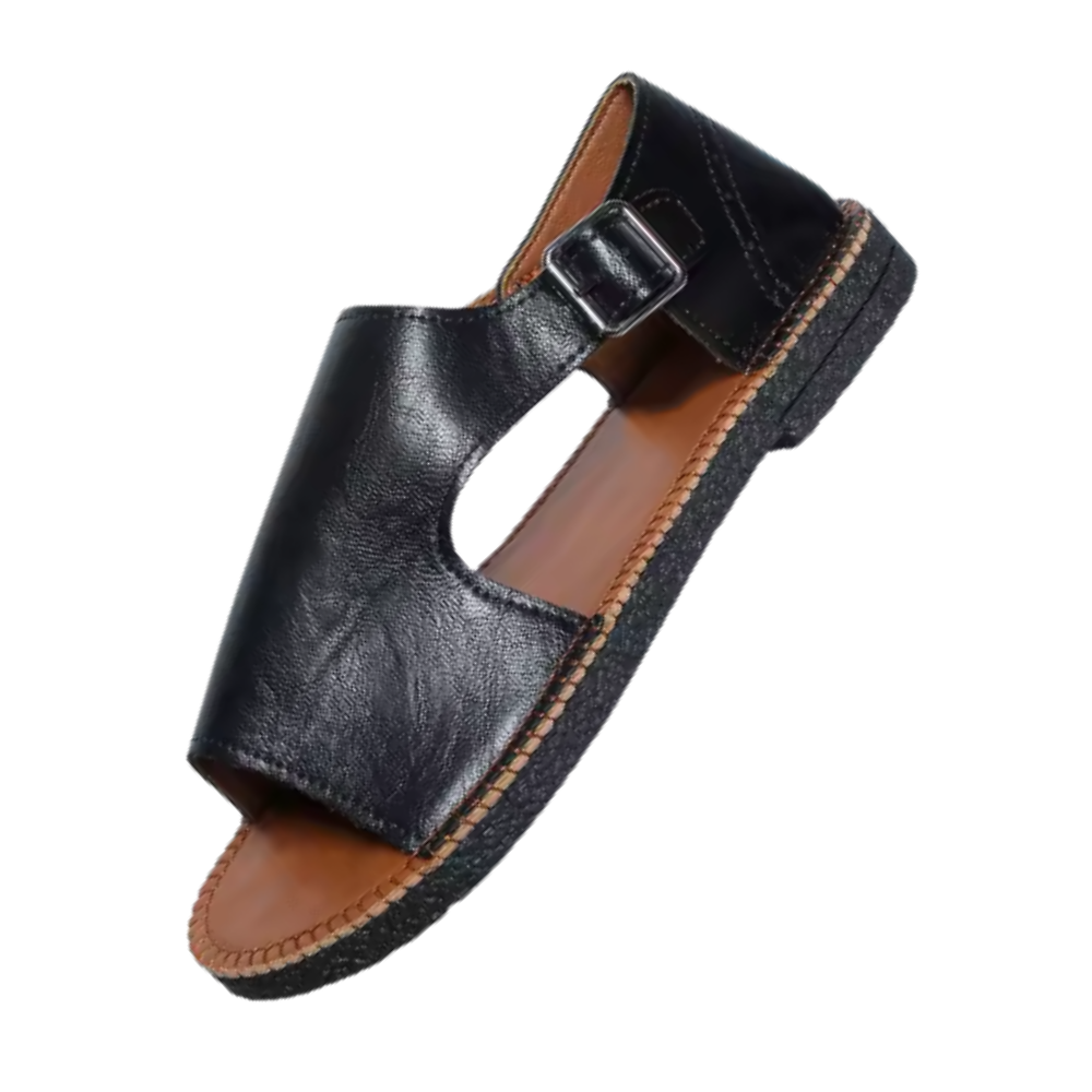 Sandales orthopédiques vintage chic -Noir - Ozerty