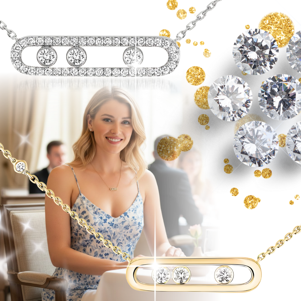 Collier intemporel à trois pierres mobiles - Ozerty