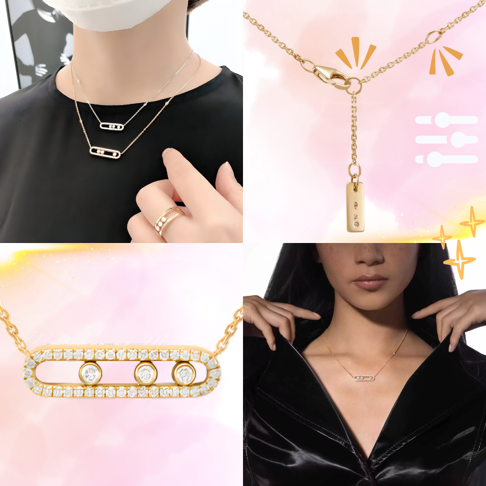 Collier intemporel à trois pierres mobiles - Ozerty