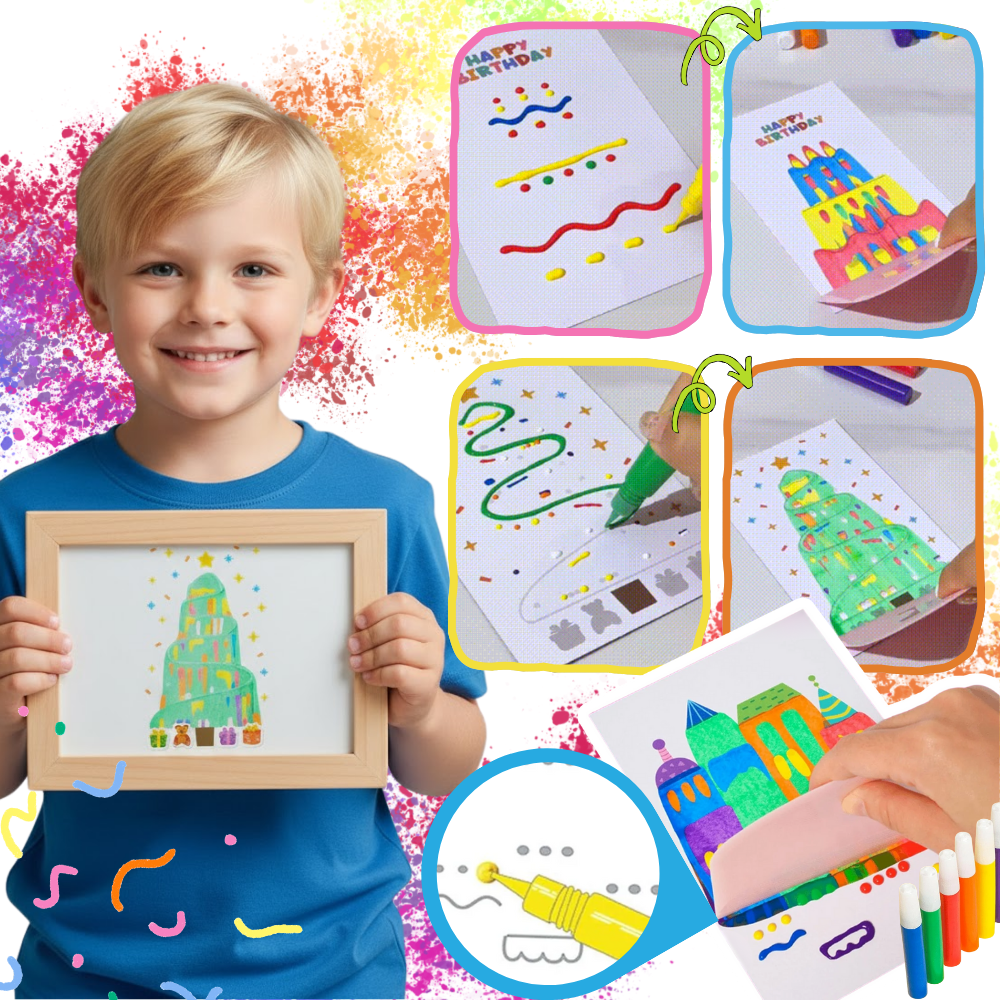 Kit peinture à pois et raclette pour enfants - Ozerty