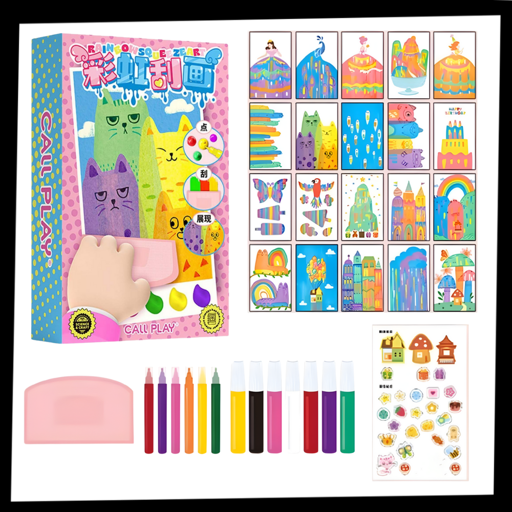 Kit peinture à pois et raclette pour enfants - Ozerty