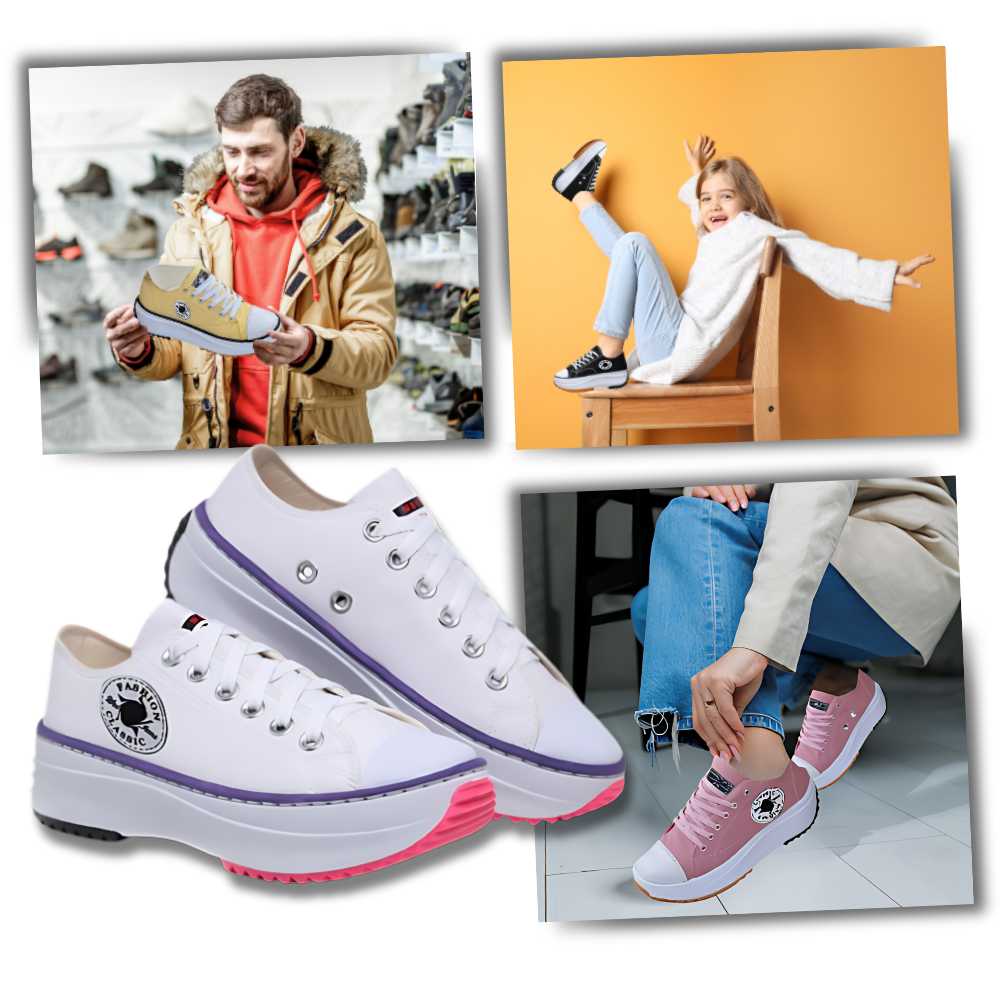 Sneakers anti-dérapantes en toile confortablement surélevées
 - Ozerty