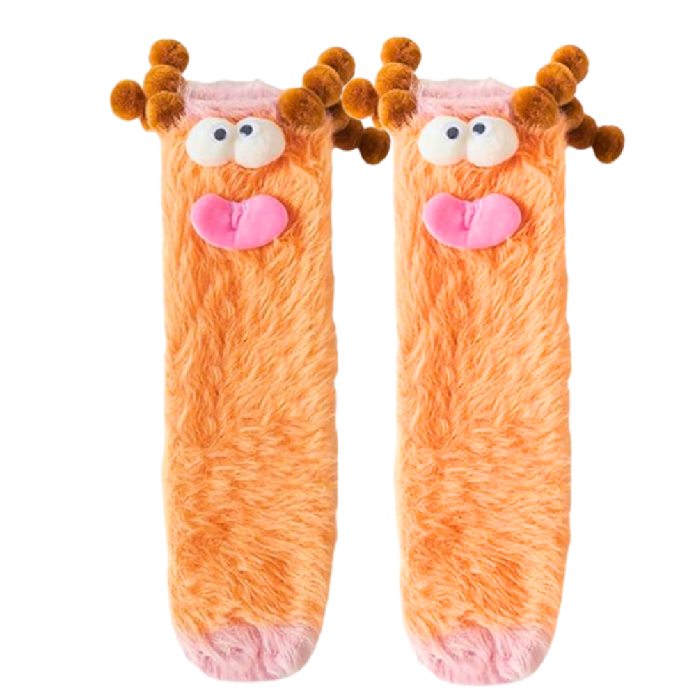 Chaussettes Funky en velours corail -Orange - Ozerty