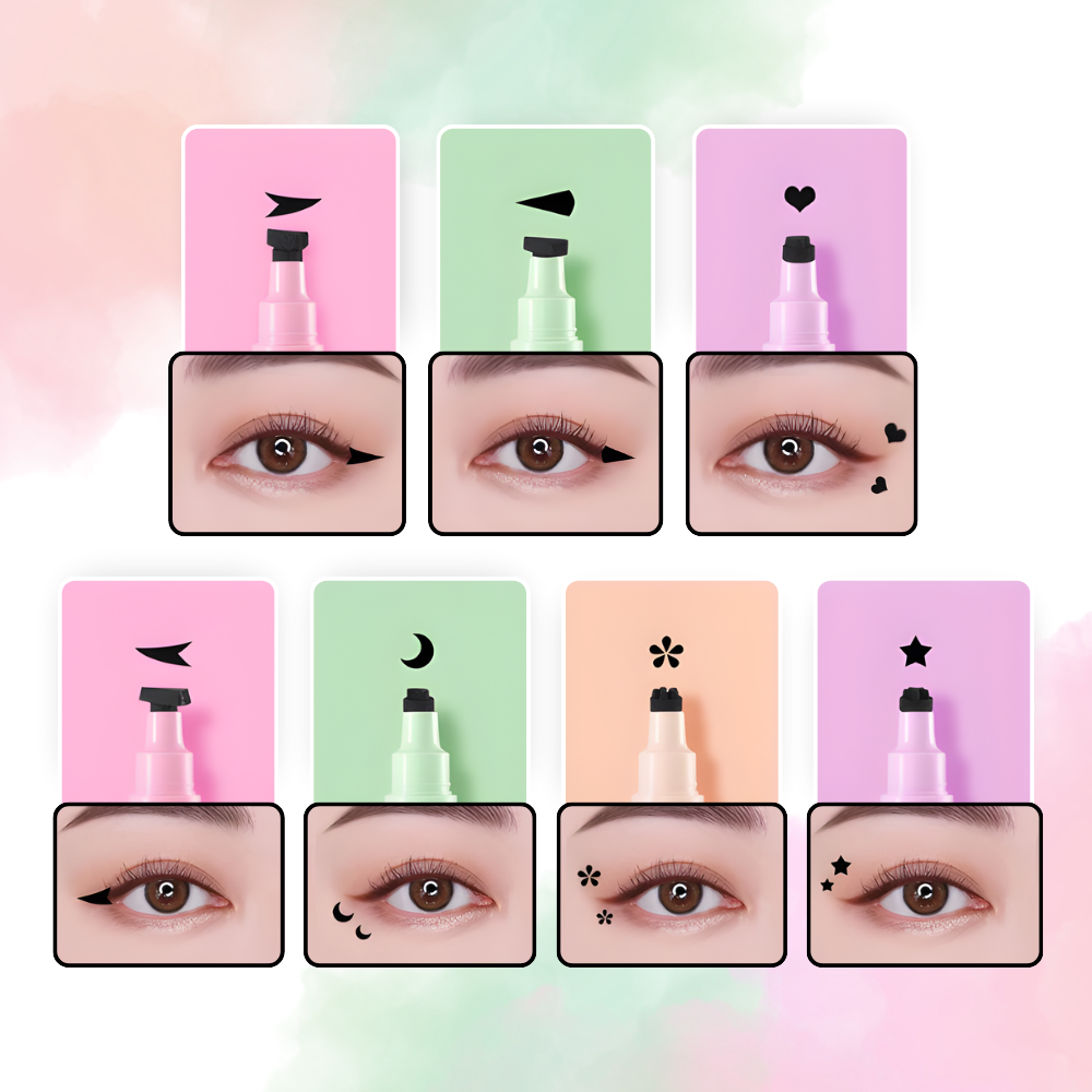 Eyeliner double têtes avec tampons de motifs - Ozerty