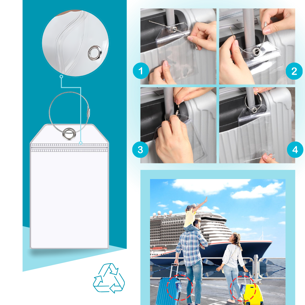 Porte-étiquettes à bagages imperméable et personnalisé - Ozerty