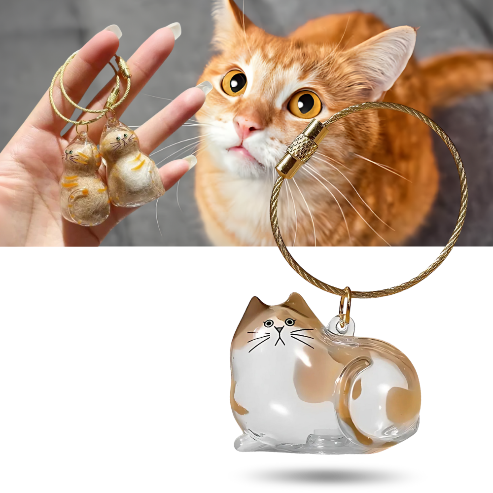 Porte-clés capsule poils de chat - Ozerty