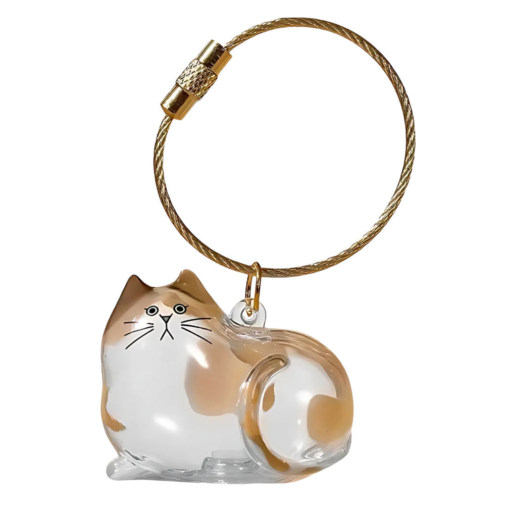 Porte-clés capsule poils de chat -Or Rose - Ozerty