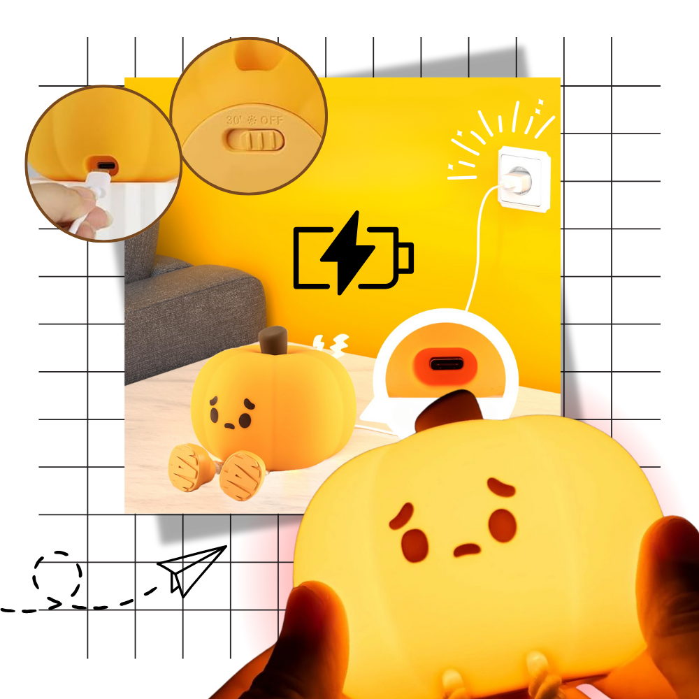 Veilleuse citrouille mignonne et triste - Ozerty