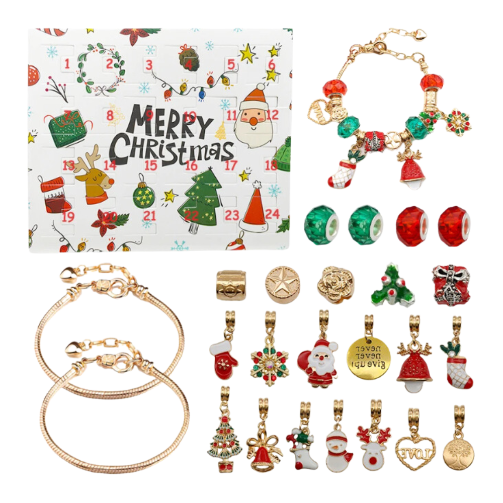 Calendrier de l'Avent Bijoux à faire soi-même de 24 jours -Or - Ozerty