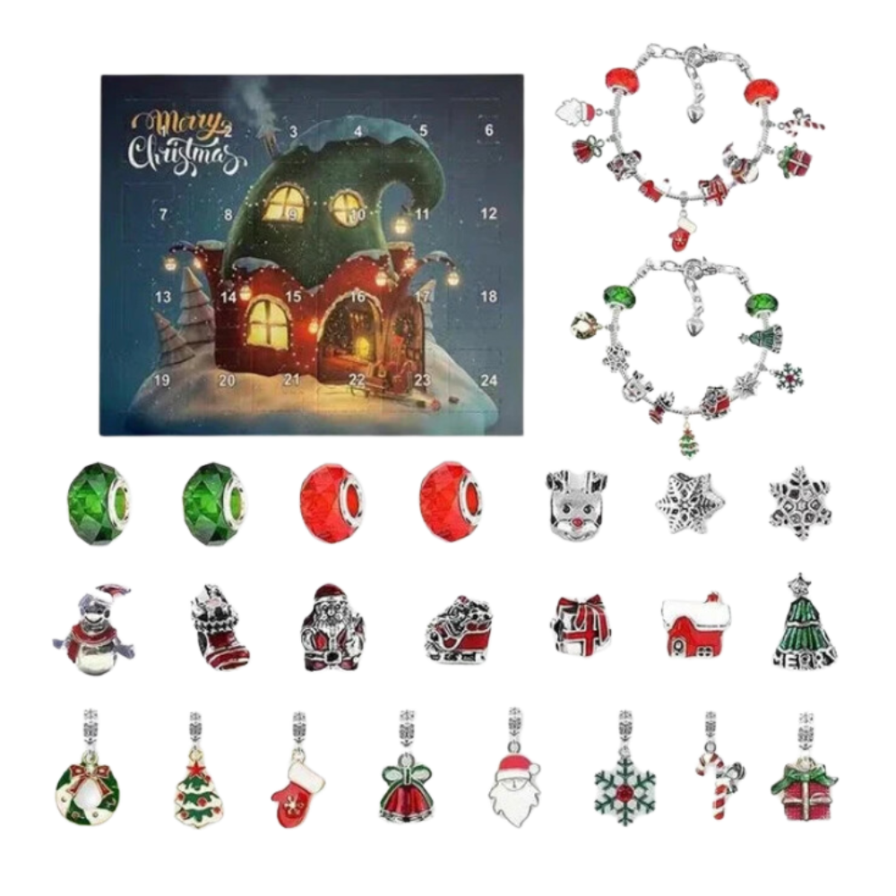 Calendrier de l'Avent Bijoux à faire soi-même de 24 jours -Cadeaux du Père Noël - Ozerty