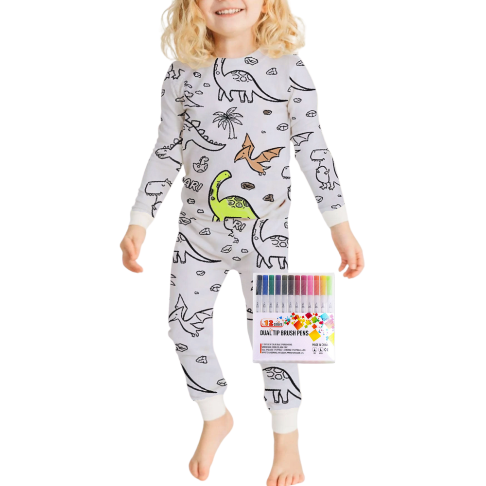 Pyjama à colorier -Dinosaures - Ozerty