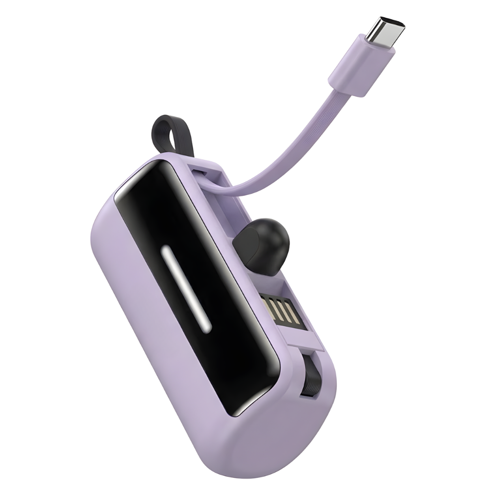 Batterie de secours externe compacte avec support intégré -Violet - Ozerty