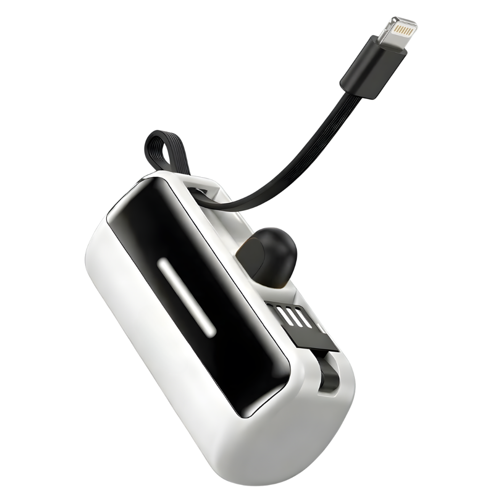 Batterie de secours externe compacte avec support intégré -Blanc - Ozerty