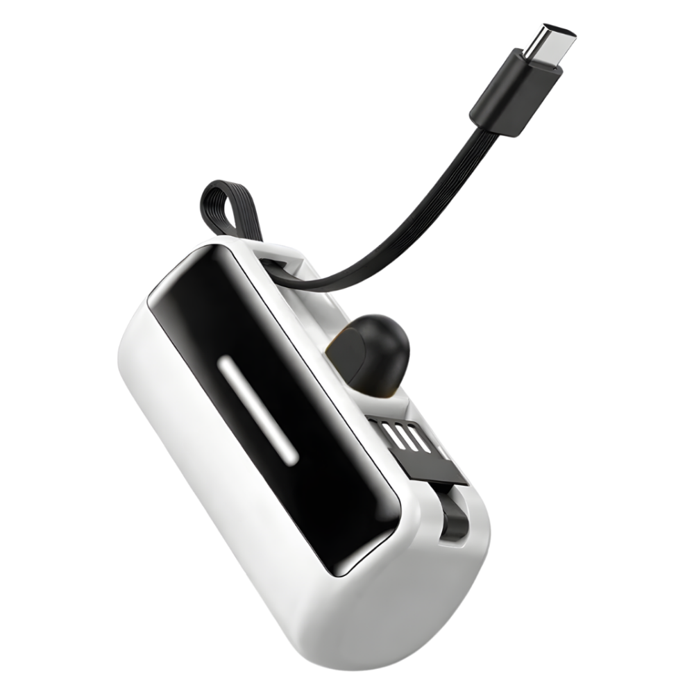 Batterie de secours externe compacte avec support intégré -Blanc - Ozerty