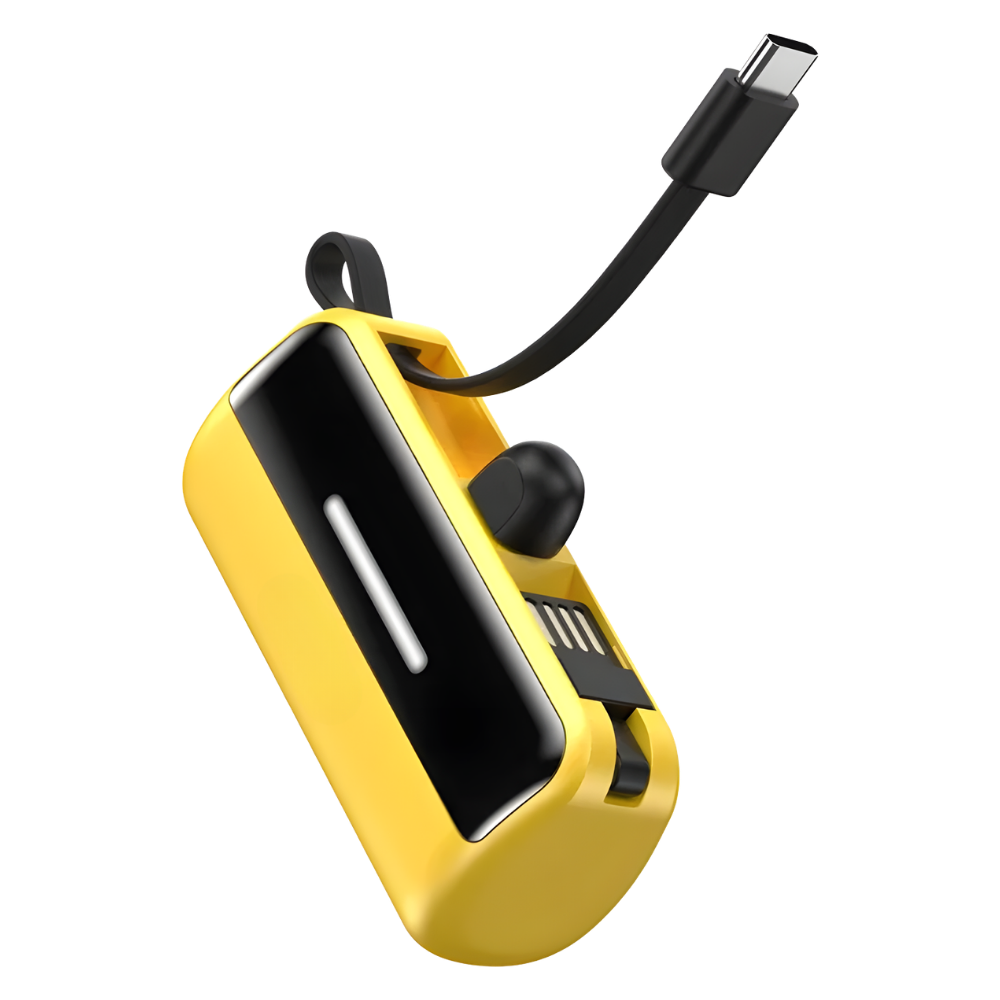 Batterie de secours externe compacte avec support intégré -Jaune - Ozerty