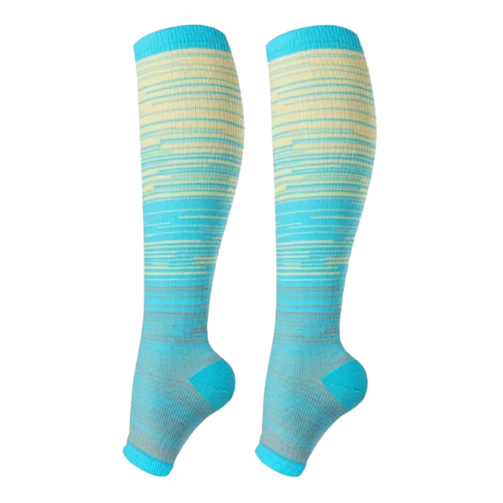 Chaussettes de compression élastiques pied ouvert -Bleu - Ozerty