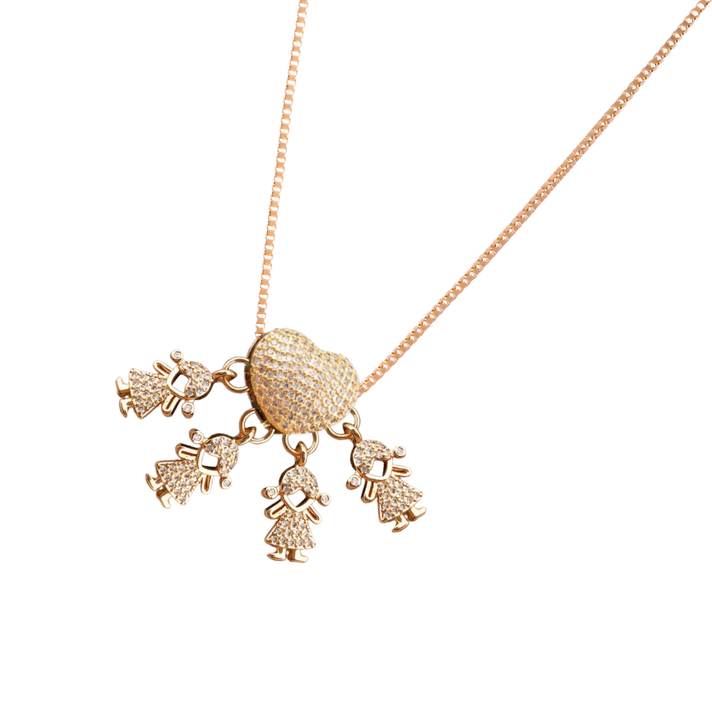 Collier élégant à breloques pour maman
-4 filles - Ozerty