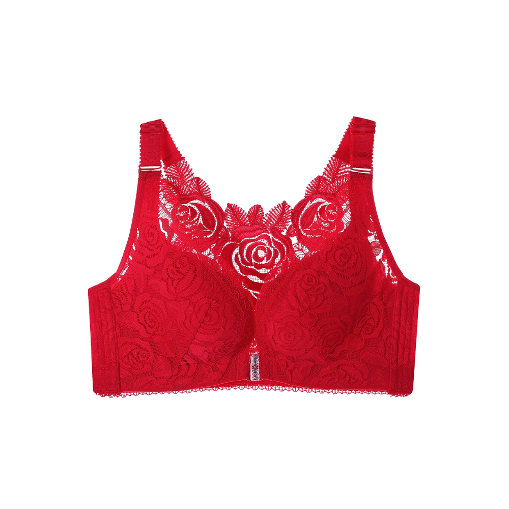 Soutien-gorge push-up élégant en dentelle -Rouge - Ozerty