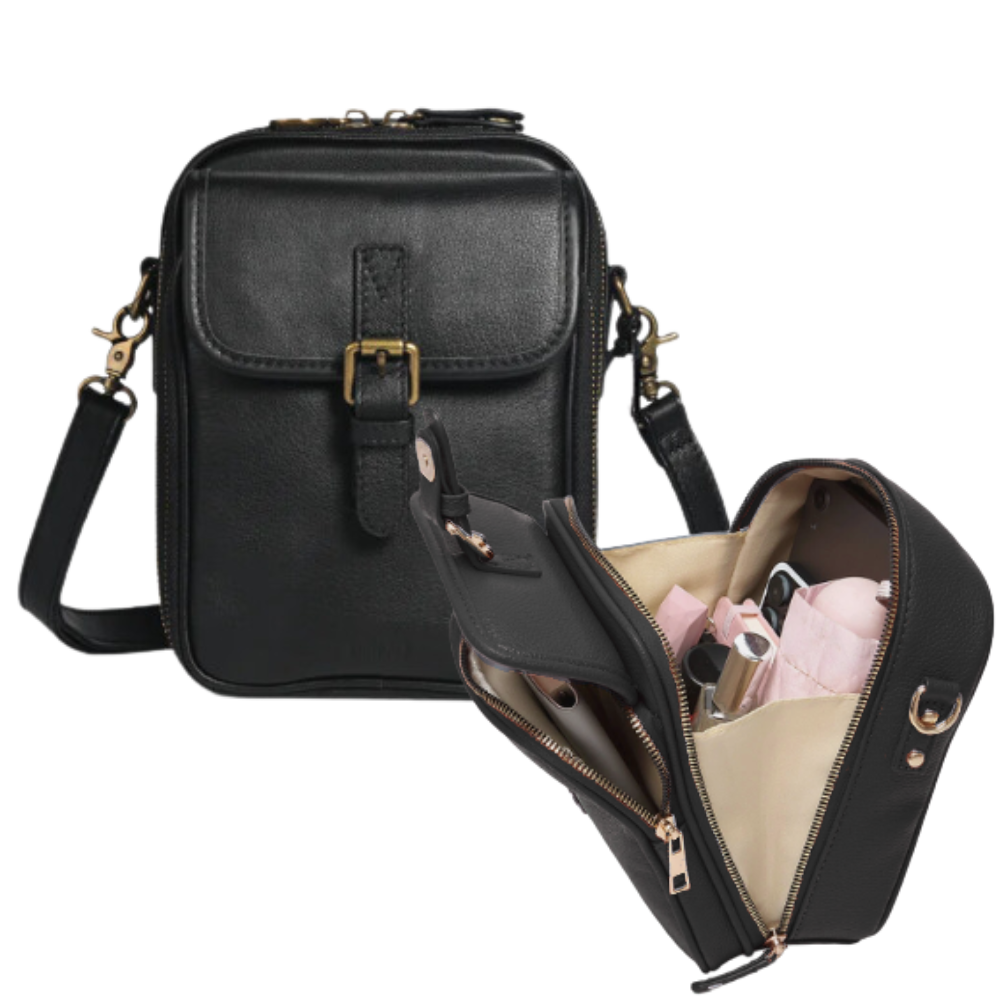 Sac à Bandoulière Vintage Multifonctions -Noir - Ozerty