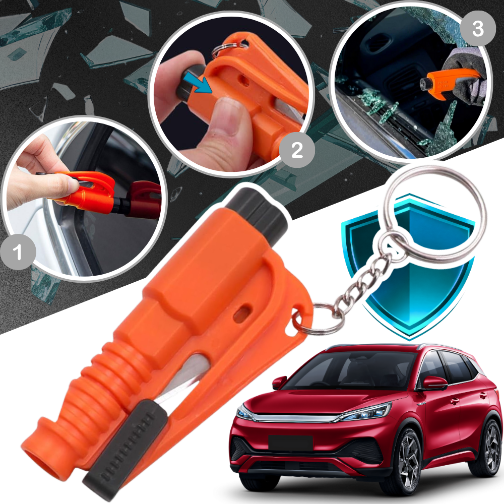 Essential 2-in-1 window breaker and seat belt cutter tool