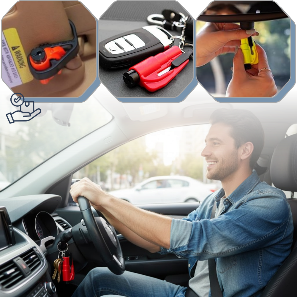 Essential 2-in-1 window breaker and seat belt cutter tool