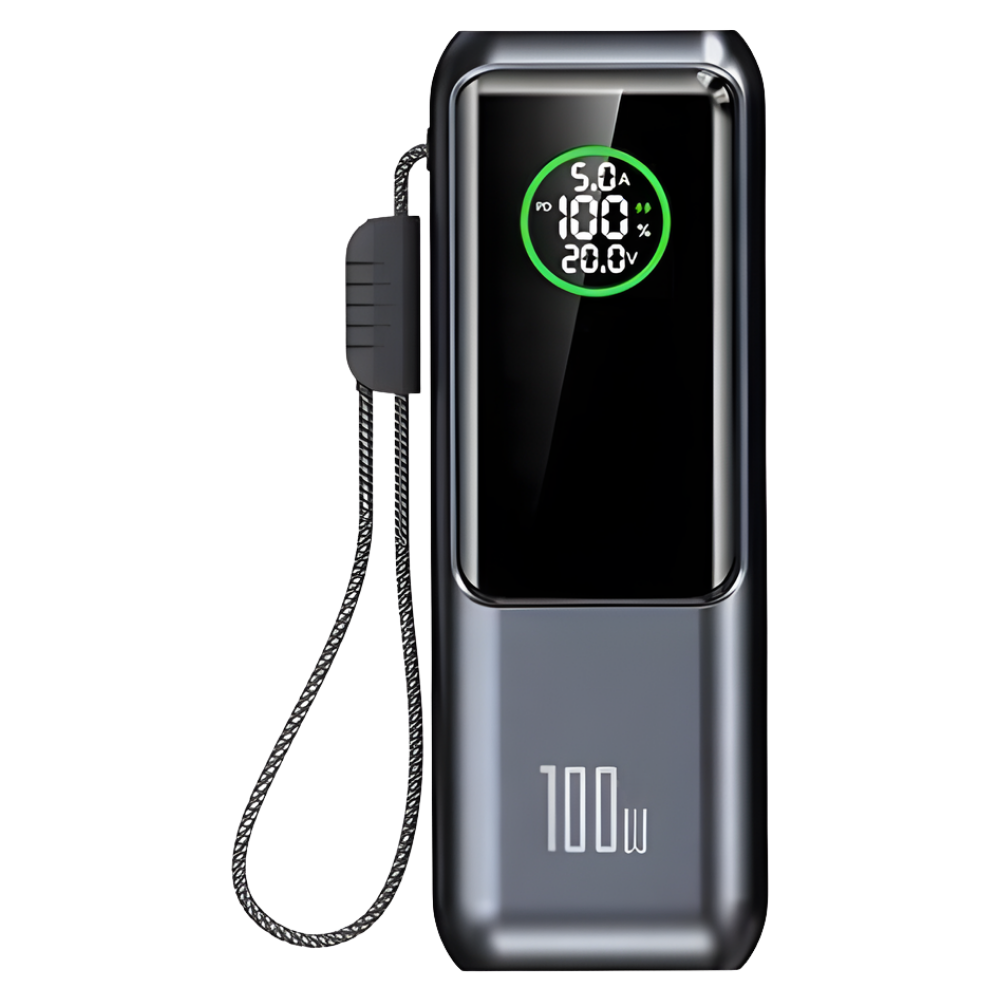 Batterie externe à recharge rapide avec câble intégré -Gris - Ozerty