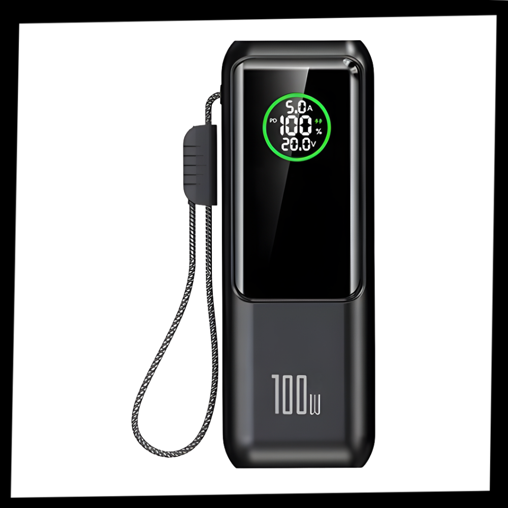 Batterie externe à recharge rapide avec câble intégré - Ozerty