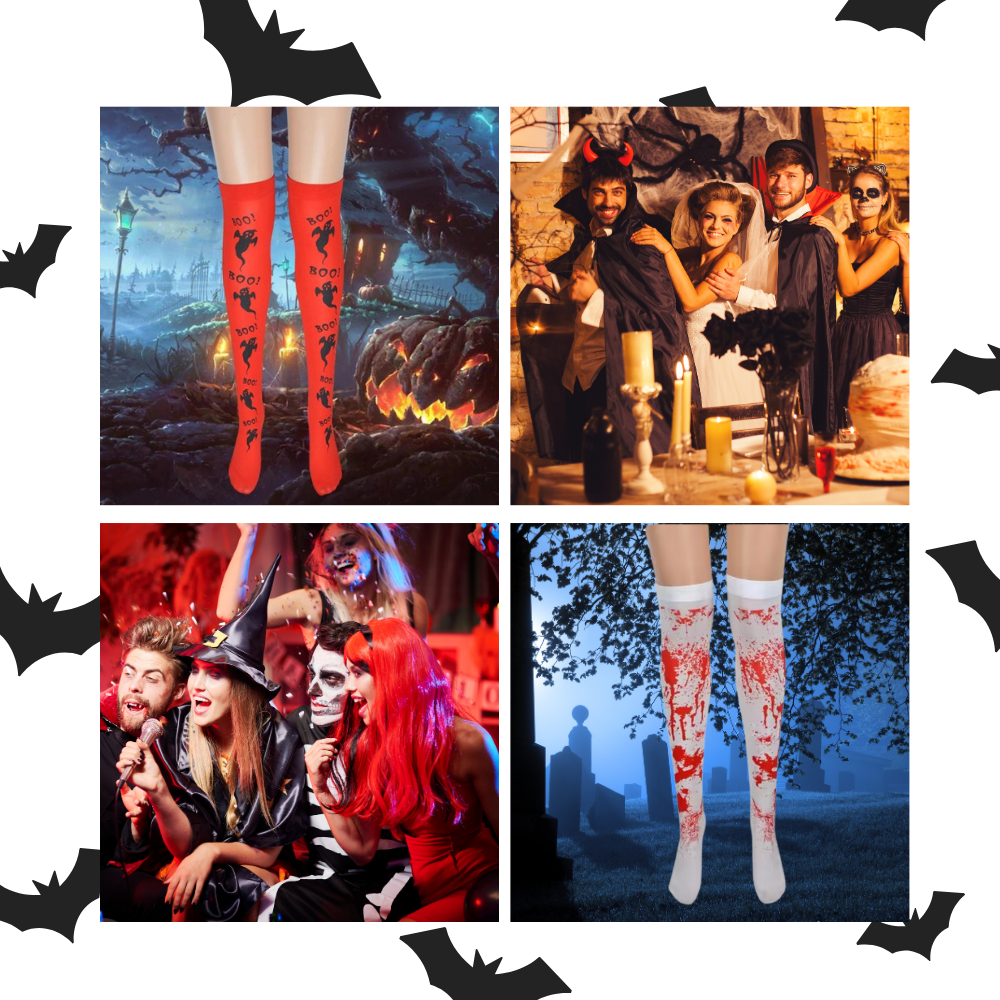 Chaussettes de compression aux motifs festifs d'Halloween - Ozerty