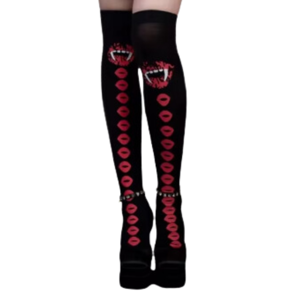 Chaussettes de compression aux motifs festifs d'Halloween -Morsure de vampire - Ozerty