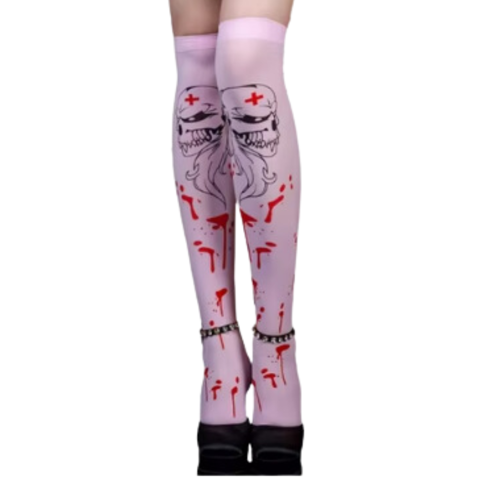 Chaussettes de compression aux motifs festifs d'Halloween -Venin blanc - Ozerty