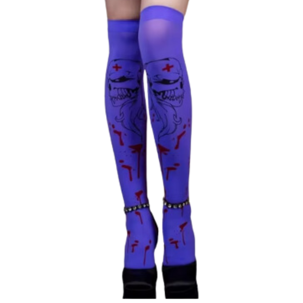 Chaussettes de compression aux motifs festifs d'Halloween -Venin pourpre - Ozerty